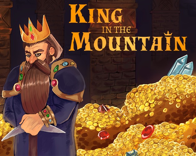 King in the Mountain key artwork showing the crowned dwarf king beside a pile of treasure.